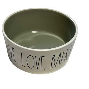 Rae Dunn by Magenta ‘Live Love Bark’ ceramic dog bowl grey inside